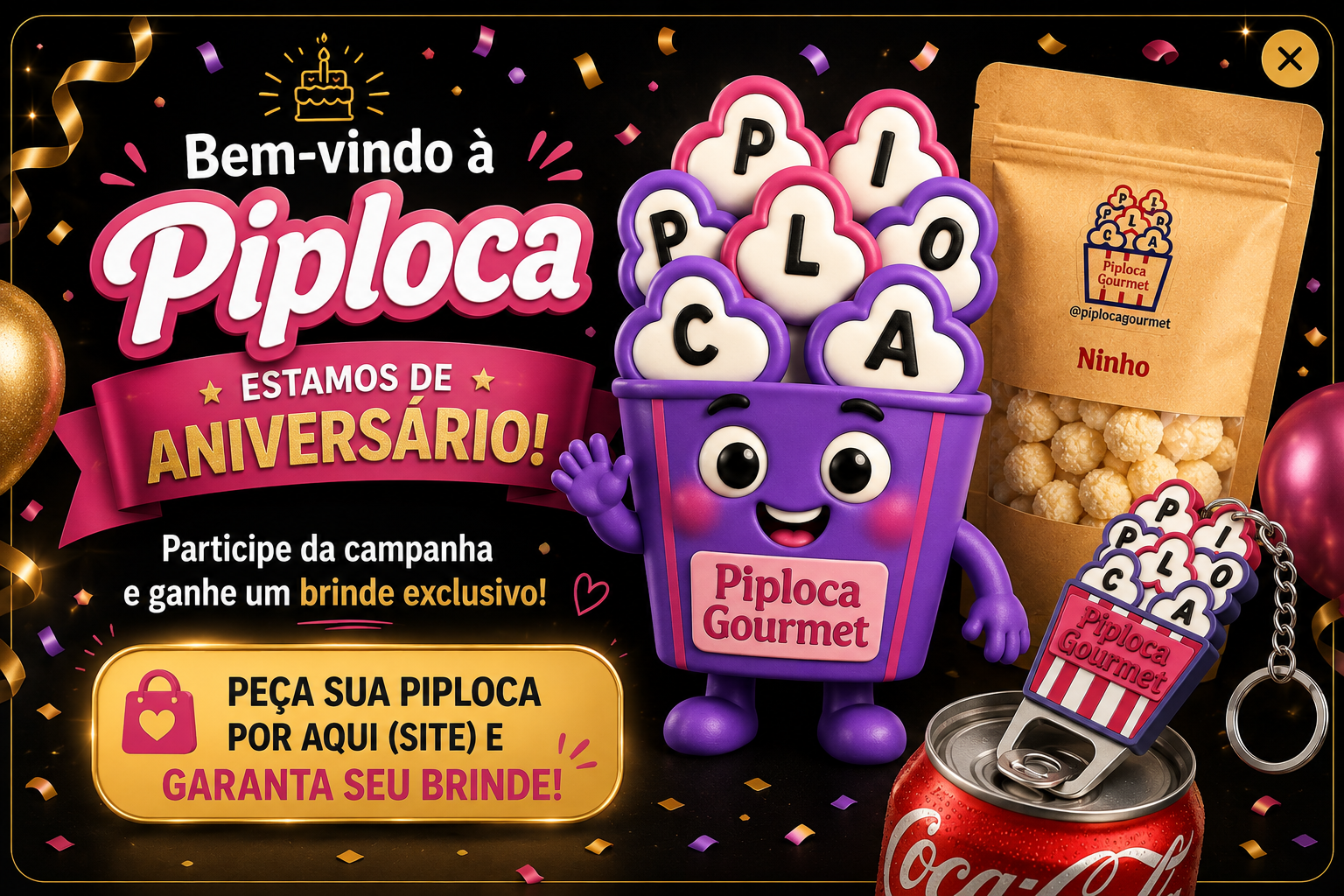 Banner de Aniversário Piploca Gourmet
